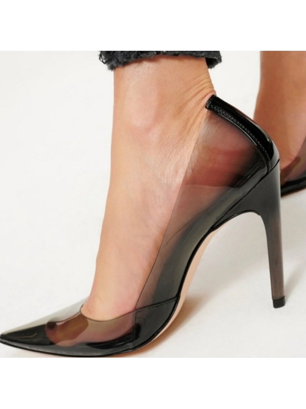 Good American Cinder F*%kin Rella Brown Pointed PVC Stiletto Pump